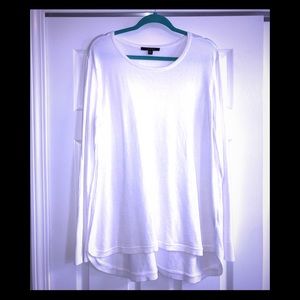 Hi-low Lightweight Long Sleeved White Sweater